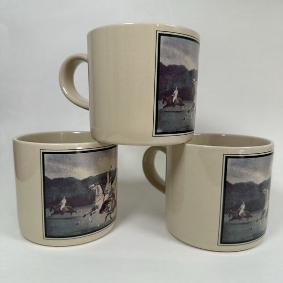 Ralph Lauren Polo Club Mug Cup set of 3 Japan, Horse Equestrian Sport 1980s VTG - Picture 3 of 12